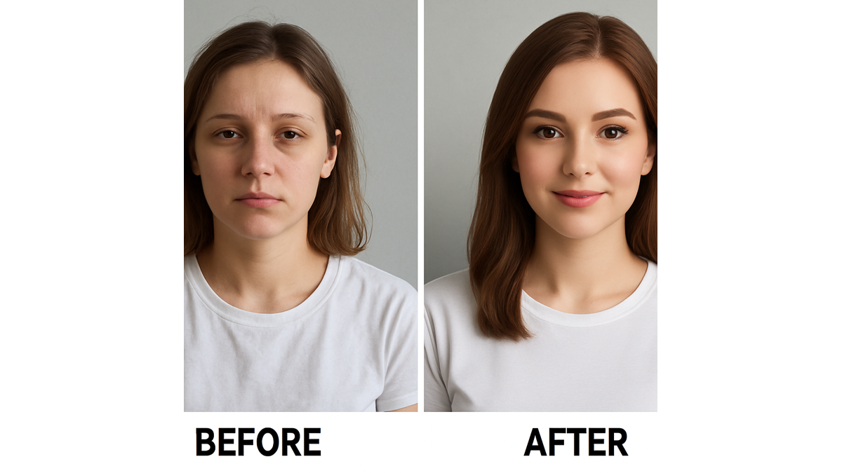 Editing process before and after examples